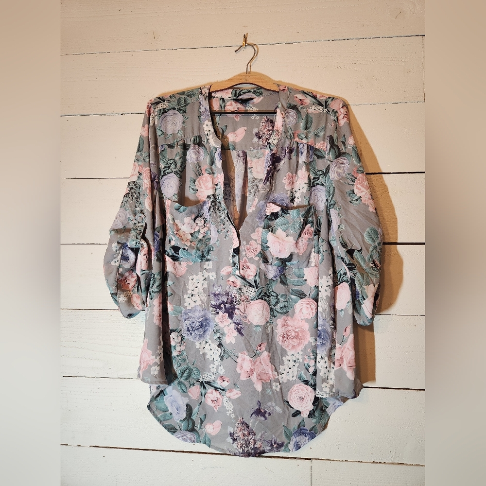 Torrid - Floral Long Sleeve Harper Blouse - Size 2